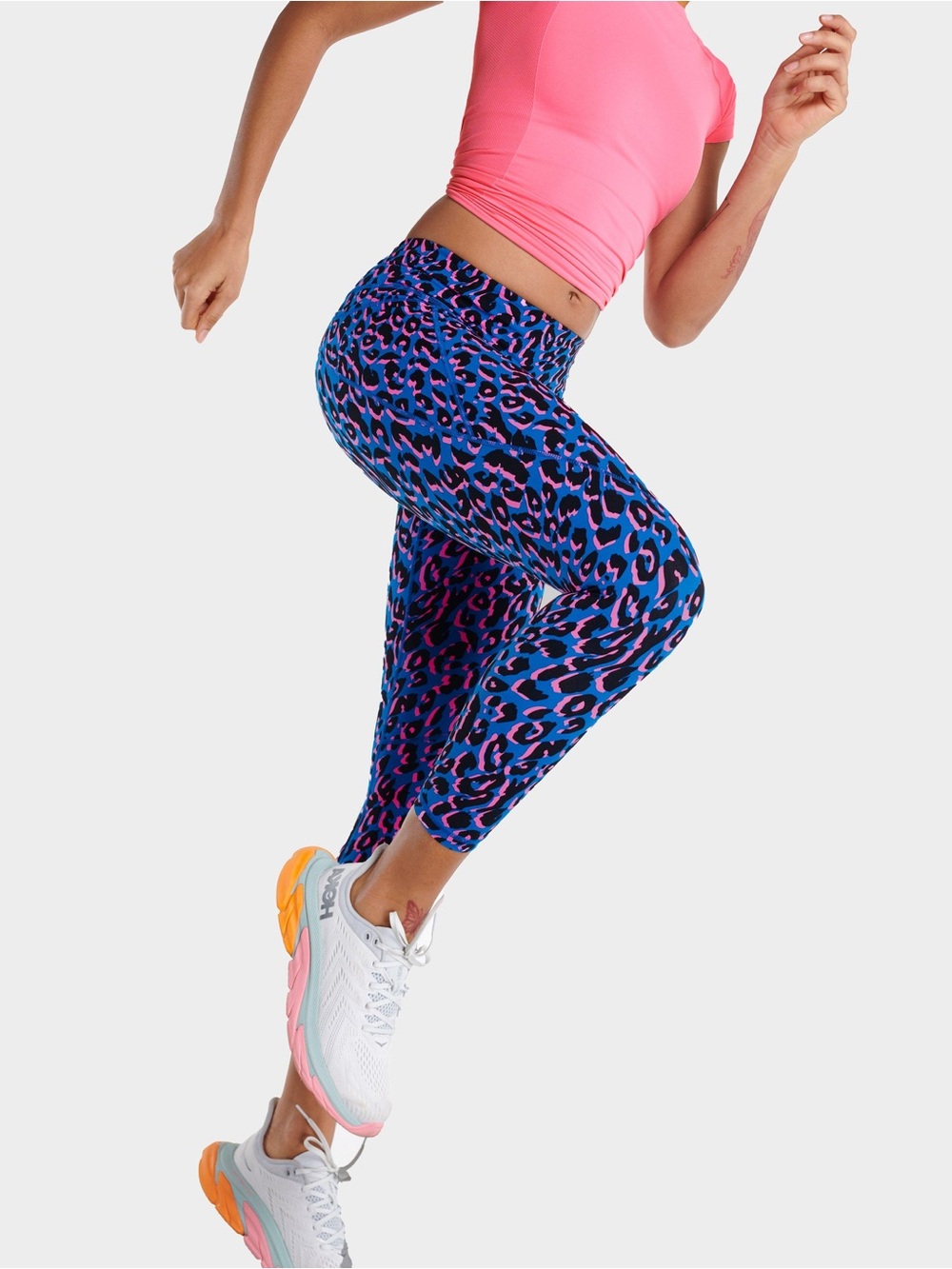 Sweaty Betty Power 7/8 Workout Leggings S Pink Leopard Print EUC